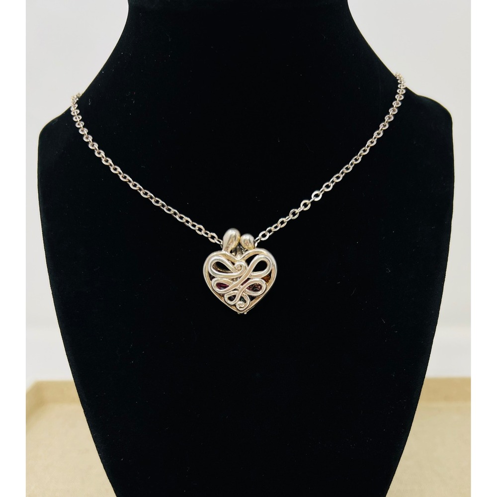Carolyn Pollack Sterling Silver Loving Family Heart Locket Gemstones Necklace